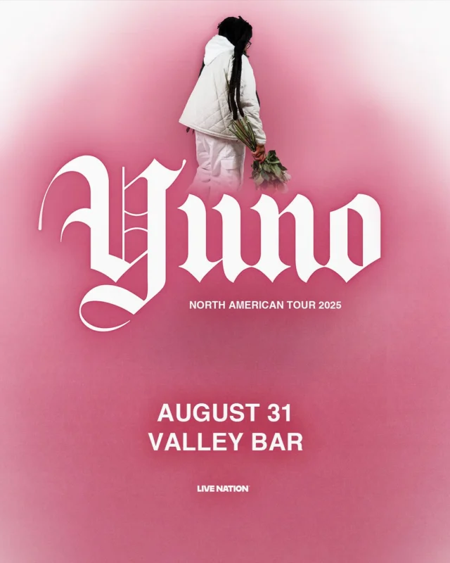 just announced ✨ enigmatic indie-pop visionary @yuno brings his blend of dream pop, rock, trap, and psychedelia to valley bar on sunday, august 31st!

$22 adv, link in bio — on sale friday